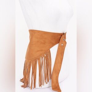 Vegan Suede Western Fringe Statement Belt